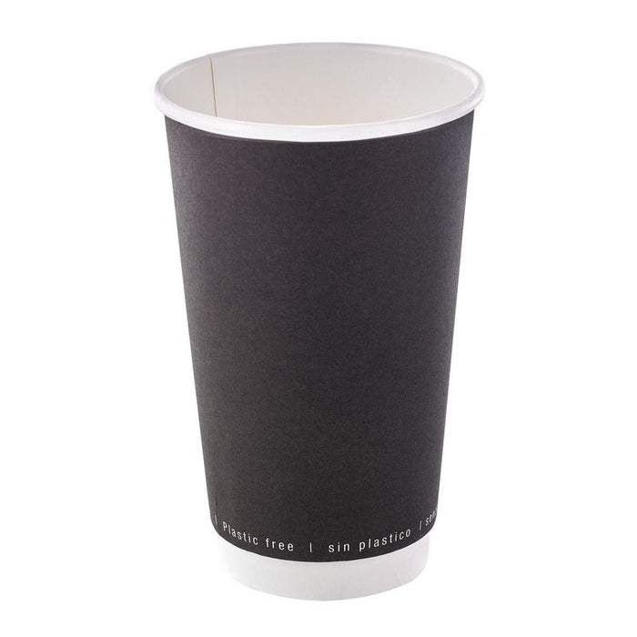 Bicchiere in cartone a doppia parete nero senza plastica - 460 ml - Ø 9 cm - H 13,6 cm - 500 unità