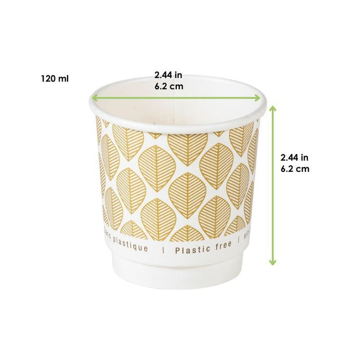 Bicchiere in cartone a doppia parete stampato senza plastica - 120 ml - Ø 6,2 cm - H 6,2 cm - 1000 unità - dimensions