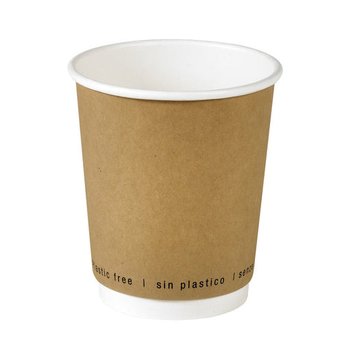 Bicchiere in cartone a doppia parete kraft senza plastica - 230 ml - Ø 8 cm - H 9,2 cm - 500 unità