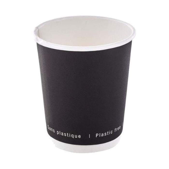 Bicchiere in cartone a doppia parete nero senza plastica - 230 ml - Ø 8 cm - H 9,2 cm - 500 unità