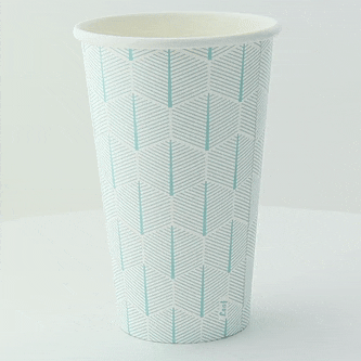 Bicchiere in cartone con decoro "Leaf" - 470 ml - Ø 9 cm - H 13,7 cm - 1000 unità