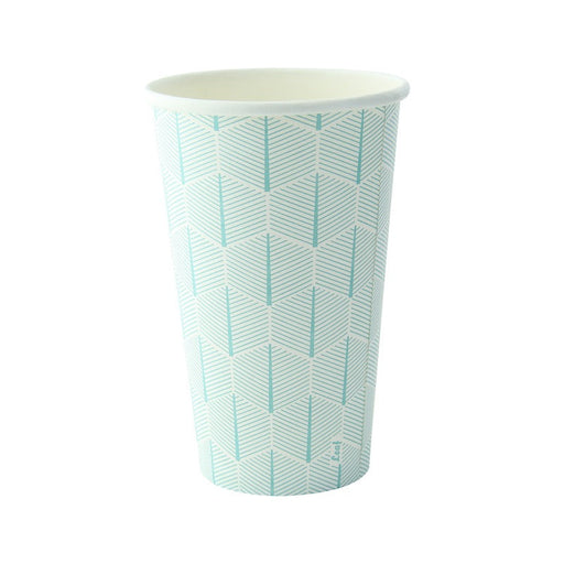 Bicchiere in cartone con decoro "Leaf" - 470 ml - Ø 9 cm - H 13,7 cm - 1000 unità