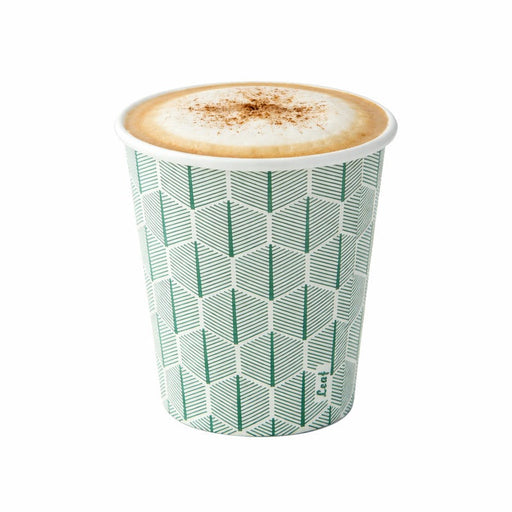 Bicchiere in cartone con decoro "Leaf" - 230 ml - Ø 8 cm - H 9,2 cm - 1000 unità