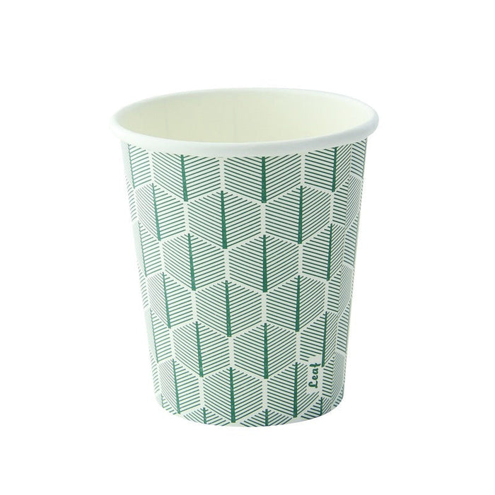 Bicchiere in cartone con decoro "Leaf" - 230 ml - Ø 8 cm - H 9,2 cm - 1000 unità