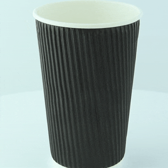 Bicchiere in cartone a doppia parete nero "Rippley" - 450 ml - Ø 9 cm - H 13,6 cm - 500 unità
