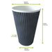 Bicchiere in cartone a doppia parete nero "Rippley" - 450 ml - Ø 9 cm - H 13,6 cm - 500 unità - dimensions