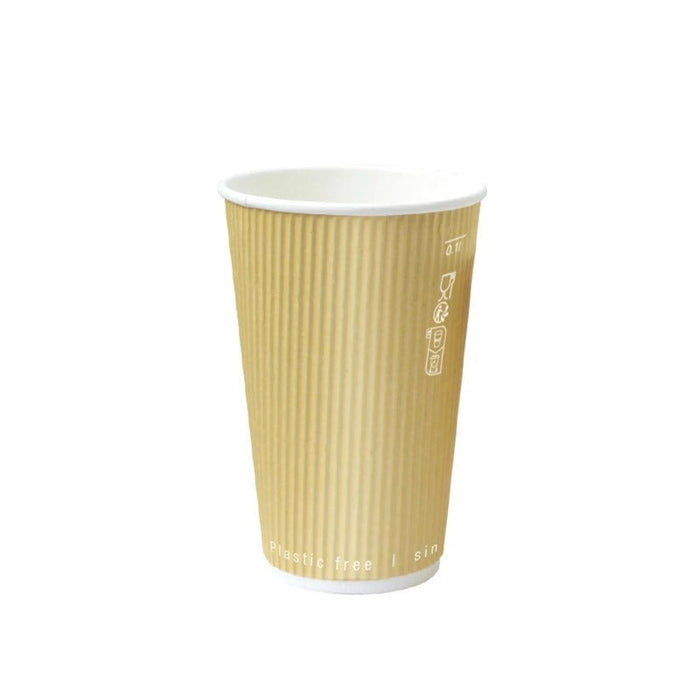 Bicchiere in cartone a doppia parete beige "Rippley" - 470 ml - Ø 9 cm - H 13,6 cm - 500 unità