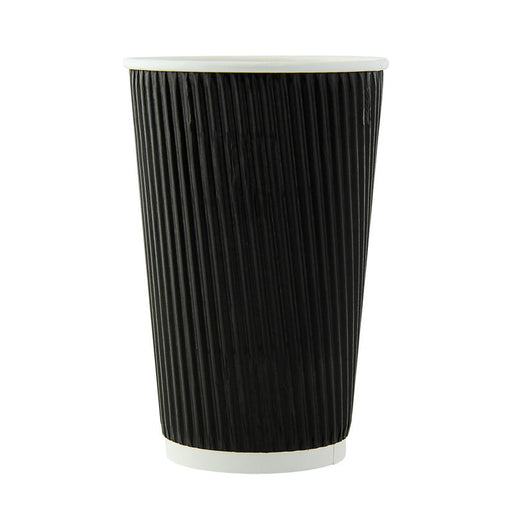 Bicchiere in cartone a doppia parete nero "Rippley" - 470 ml - Ø 9 cm - H 13,6 cm - 500 unità
