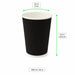 Bicchiere in cartone a doppia parete nero "Rippley" - 470 ml - Ø 9 cm - H 13,6 cm - 500 unità - dimensions