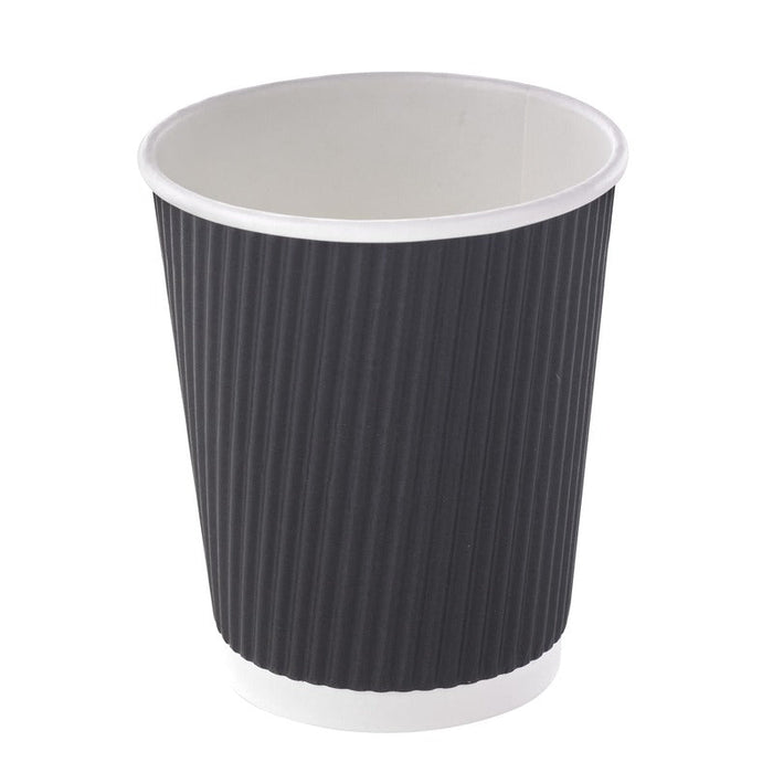 Bicchiere in cartone a doppia parete nero "Rippley" - 230 ml - Ø 8 cm - H 9,2 cm - 1000 unità