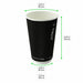 Bicchiere in cartone a doppia parete nero senza plastica "Rippley" - 350 ml - Ø 9 cm - H 11 cm - 500 unità - dimensions