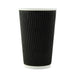 Bicchiere in cartone a doppia parete nero senza plastica "Rippley" - 460 ml - Ø 9 cm - H 13,6 cm - 500 unità