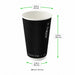 Bicchiere in cartone a doppia parete nero senza plastica "Rippley" - 460 ml - Ø 9 cm - H 13,6 cm - 500 unità - dimensions