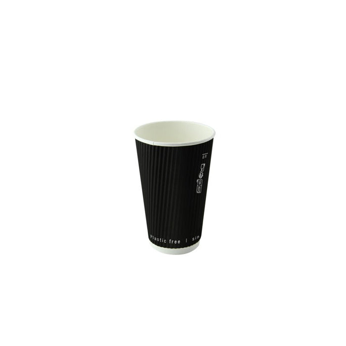 Bicchiere in cartone a doppia parete nero senza plastica "Rippley" - 120 ml - Ø 6,2 cm - H 6,2 cm - 1000 unità
