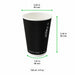 Bicchiere in cartone a doppia parete nero senza plastica "Rippley" - 120 ml - Ø 6,2 cm - H 6,2 cm - 1000 unità - dimensions