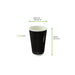 Bicchiere in cartone a doppia parete nero senza plastica "Rippley" - 230 ml - Ø 8 cm - H 9,2 cm - 500 unità - dimensions