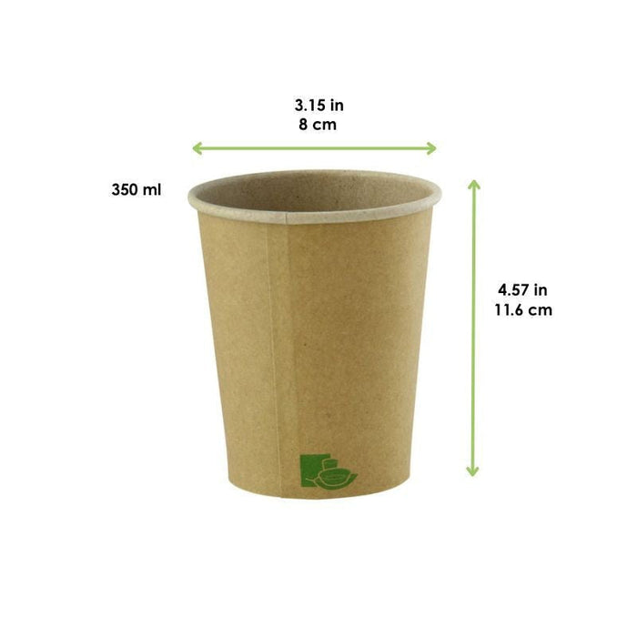 Bicchiere in cartone kraft "Zen" - 350 ml - Ø 8 cm - H 11,6 cm - 1000 unità - dimensions