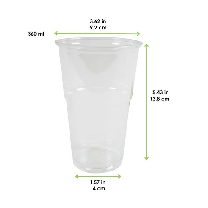 Coppetta da dessert in plastica PET - 360 ml - Ø 9,2 cm - H 13,8 cm - 1000 unità - dimensions