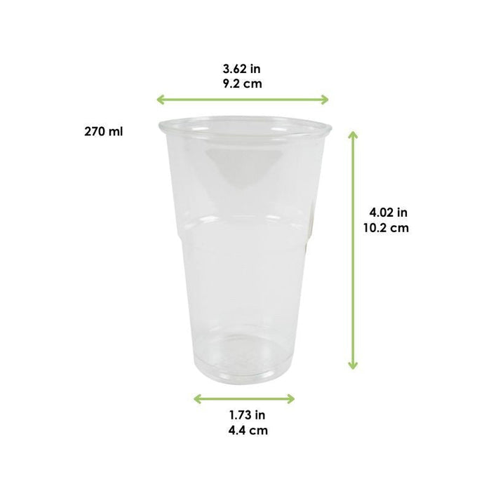 Coppetta da dessert in plastica PET - 270 ml - Ø 9,2 cm - H 10,2 cm - 1000 unità - dimensions