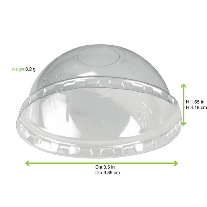 Coperchio a cupola in PET trasparente con foro - Ø 9 cm - H 4 cm - 1000 unità - dimensions