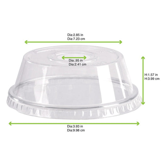 Coperchio a cupola in PET trasparente con foro - Ø 9,5 cm - H 4 cm - Compatibile con 210GKSM16, 210GKSM9, 210GKSMOO, 210POB270, 210POC270N - 1000 unità - dimensions