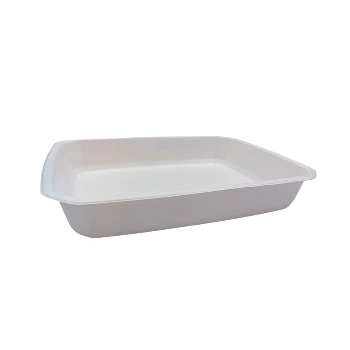 Vaschetta termosigillabile bianca in polpa di cellulosa laminata PLA "gastronorm" 1/2 - 3000 ml - 32,5 cm x 26,5 cm x 5,2 cm - 240 unità