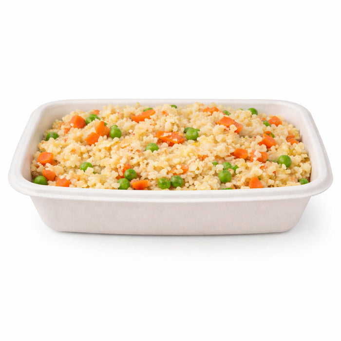 Vaschetta termosigillabile bianca in polpa di cellulosa laminata PLA "gastronorm" 1/4 - 1450 ml - 26,5 cm x 16 cm x 5,5 cm - 400 unità
