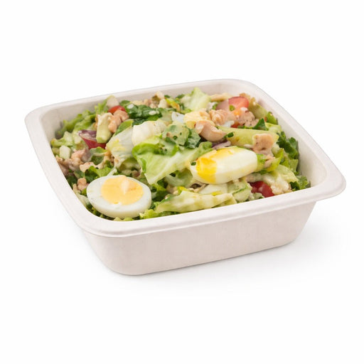 Vaschetta termosigillabile bianca in polpa di cellulosa laminata PLA "gastronorm" 1/6 - 850 ml - 17,6 cm x 16,2 cm x 4,5 cm - 400 unità