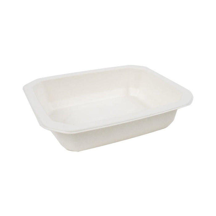 Vaschetta termosigillabile bianca in polpa di cellulosa laminata PLA "gastronorm" 1/8 - 465 ml - 16 cm x 13 cm x 3,6 cm - 400 unità