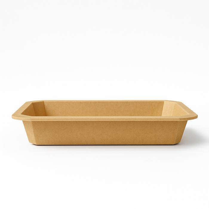 Vaschetta termosigillabile gastronorm 1/2 in cartone marrone con film PP - 3160 ml - 32,5 cm x 26,5 cm x 4,8 cm - 200 unità