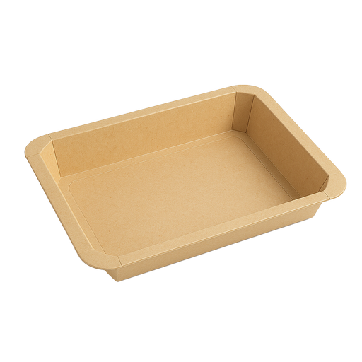 Vaschetta termosigillabile gastronorm 1/2 in cartone marrone con film PP - 3160 ml - 32,5 cm x 26,5 cm x 4,8 cm - 200 unità