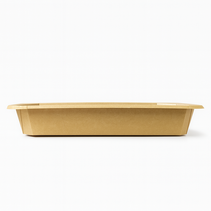 Vaschetta termosigillabile gastronorm 1/3 in cartone marrone con film PP - 1890 ml - 32,5 cm x 17,2 cm x 4,8 cm - 200 unità