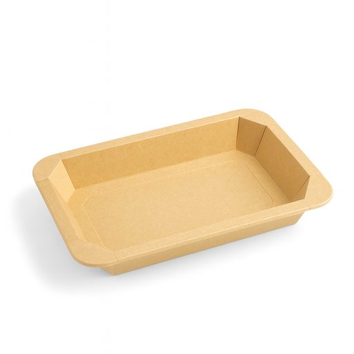 Vaschetta termosigillabile gastronorm 1/3 in cartone marrone con film PP - 1890 ml - 32,5 cm x 17,2 cm x 4,8 cm - 200 unità