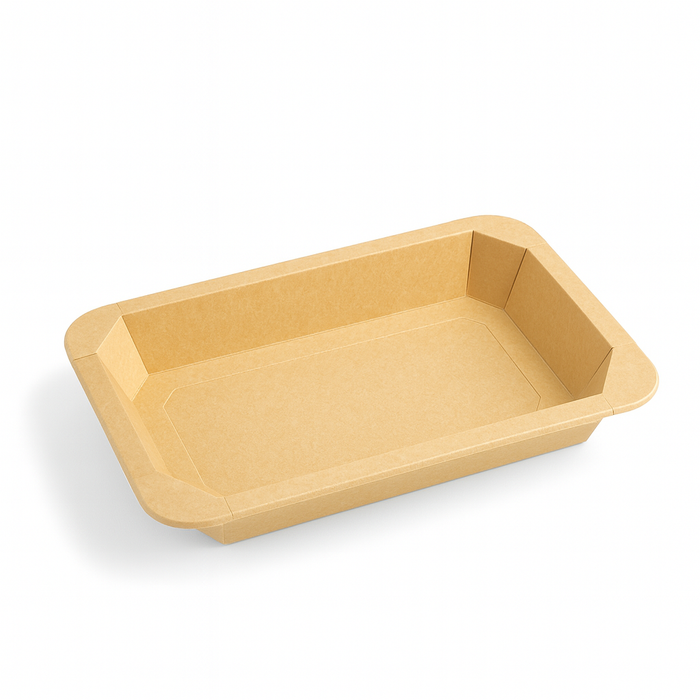 Vaschetta termosigillabile gastronorm 1/3 in cartone marrone con film PP - 1890 ml - 32,5 cm x 17,2 cm x 4,8 cm - 200 unità