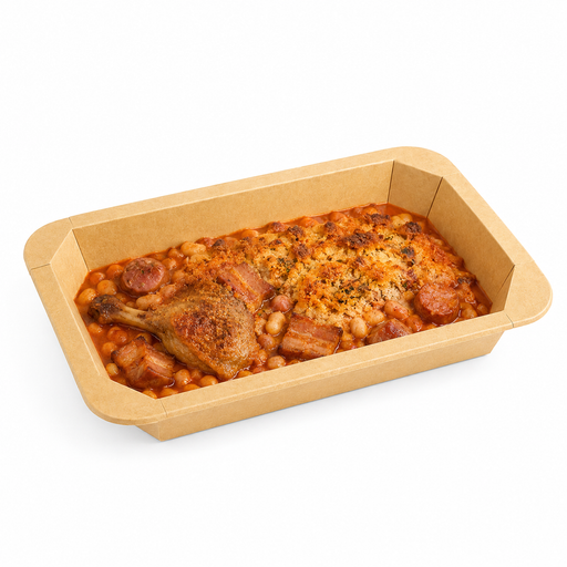 Vaschetta termosigillabile gastronorm 1/3 in cartone marrone con film PP - 1890 ml - 32,5 cm x 17,2 cm x 4,8 cm - 200 unità