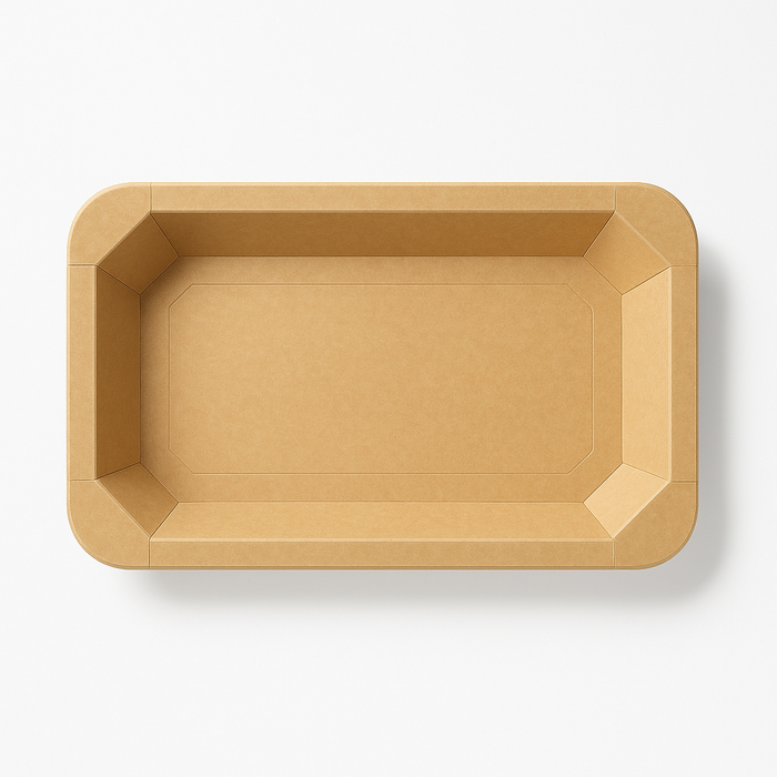 Vaschetta termosigillabile gastronorm 1/3 in cartone marrone con film PP - 1890 ml - 32,5 cm x 17,2 cm x 4,8 cm - 200 unità