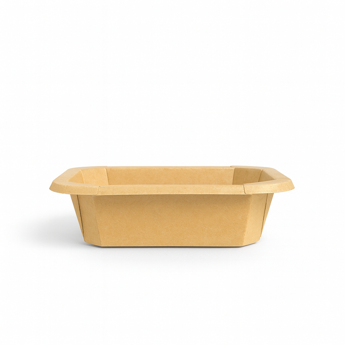 Vaschetta termosigillabile gastronorm 1/8 in cartone marrone - 16 cm x 13 cm x 4,5 cm - 300 unità