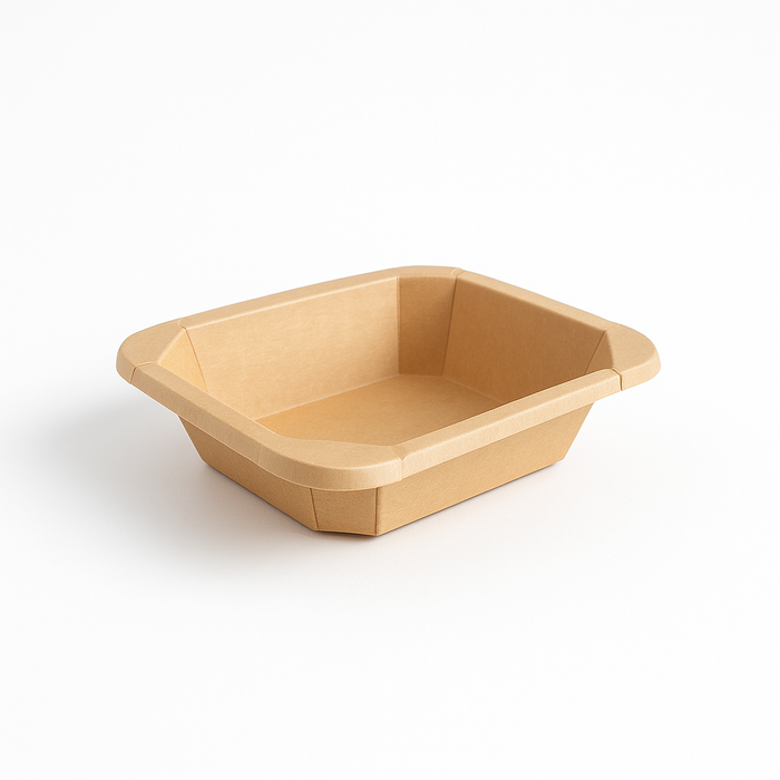 Vaschetta termosigillabile gastronorm 1/8 in cartone marrone - 16 cm x 13 cm x 4,5 cm - 300 unità