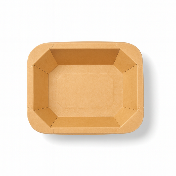 Vaschetta termosigillabile gastronorm 1/8 in cartone marrone - 16 cm x 13 cm x 4,5 cm - 300 unità