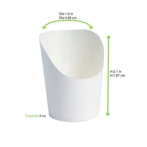 Bicchiere snack in cartone bianco - 90 ml - Ø 5 cm - H 7,9 cm - 500 unità - dimensions