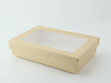 Scatola "Kray" rettangolare in cartone marrone con coperchio a finestra - 1500 ml - 22,5 cm x 15,5 cm x 5,3 cm - 200 unità