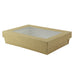 Scatola "Kray" rettangolare in cartone marrone con coperchio a finestra - 1500 ml - 22,5 cm x 15,5 cm x 5,3 cm - 200 unità