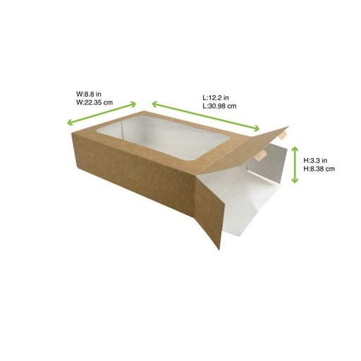 Astuccio in cartone kraft per vassoio pasto - 31 cm x 22,3 cm x 8,3 cm - 100 unità - dimensions