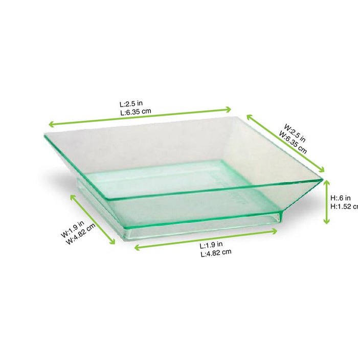 Contenitore finger food riutilizzabile verde trasparente "Klarity" - 6,5 cm x 6,5 cm - 200 unità - dimensions