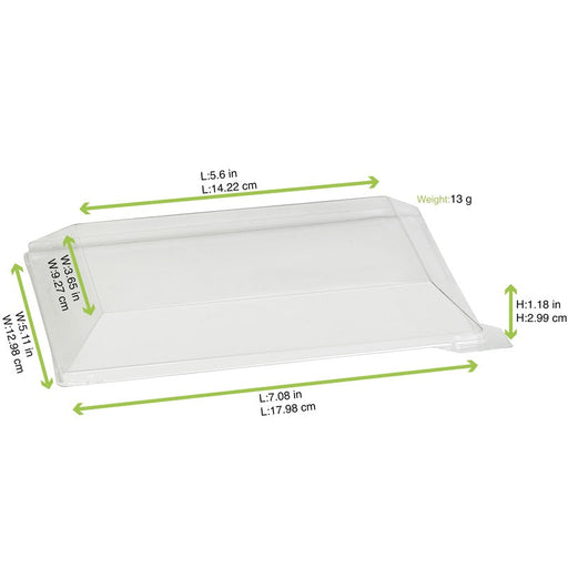 Coperchio in PET trasparente "Klarity" - 18 cm x 13 cm x 3 cm - Compatibile con 210KLAR1813 - 100 unità - dimensions