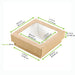 Scatola "Kray" quadrata in cartone marrone con coperchio a finestra - 350 ml - 11,5 cm x 11,5 cm x 4 cm - 250 unità