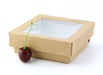 Scatola "Kray" quadrata in cartone marrone con coperchio a finestra - 350 ml - 11,5 cm x 11,5 cm x 4 cm - 250 unità