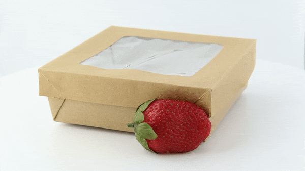 Scatola "Kray" quadrata in cartone marrone con coperchio a finestra - 950 ml - 15,5 cm x 15,5 cm x 5 cm - 250 unità
