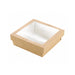 Scatola "Kray" quadrata in cartone marrone con coperchio a finestra - 950 ml - 15,5 cm x 15,5 cm x 5 cm - 250 unità
