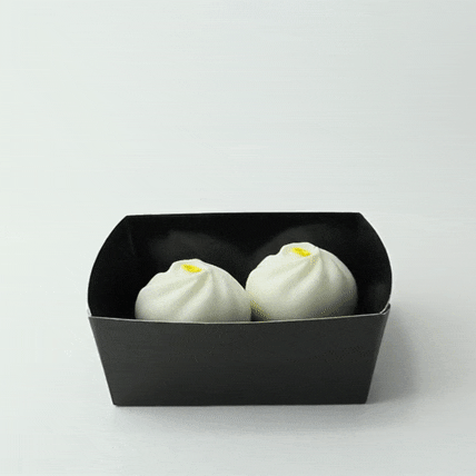 Scatola "Kray" quadrata in cartone nero con coperchio a finestra - 700 ml - 13,5 cm x 13,5 cm x 5 cm - 100 unità